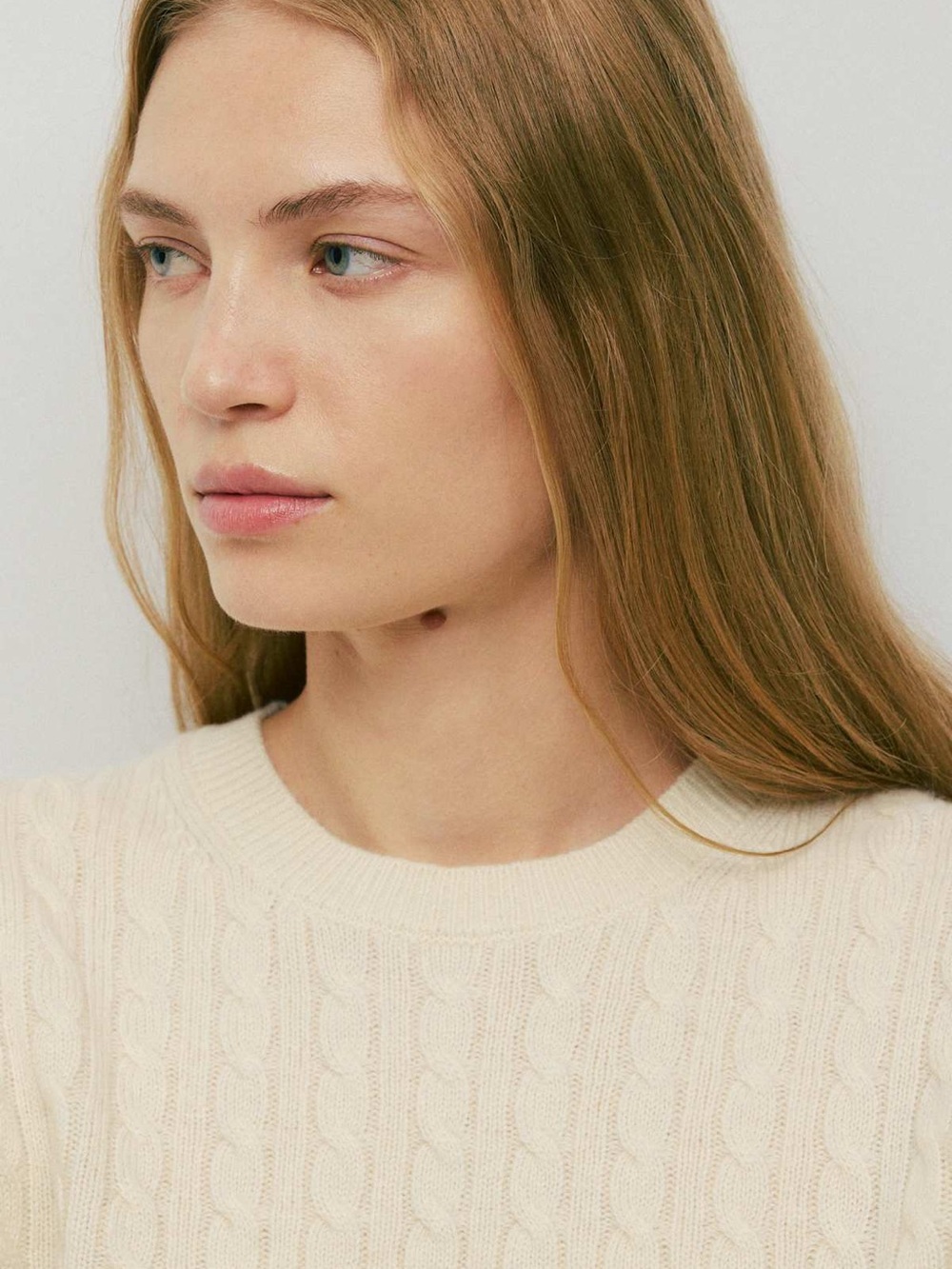 Aritzia Bloor Wool Cashmere Cable Knit Sweater Seaside Cream Small - Picture 7 of 15